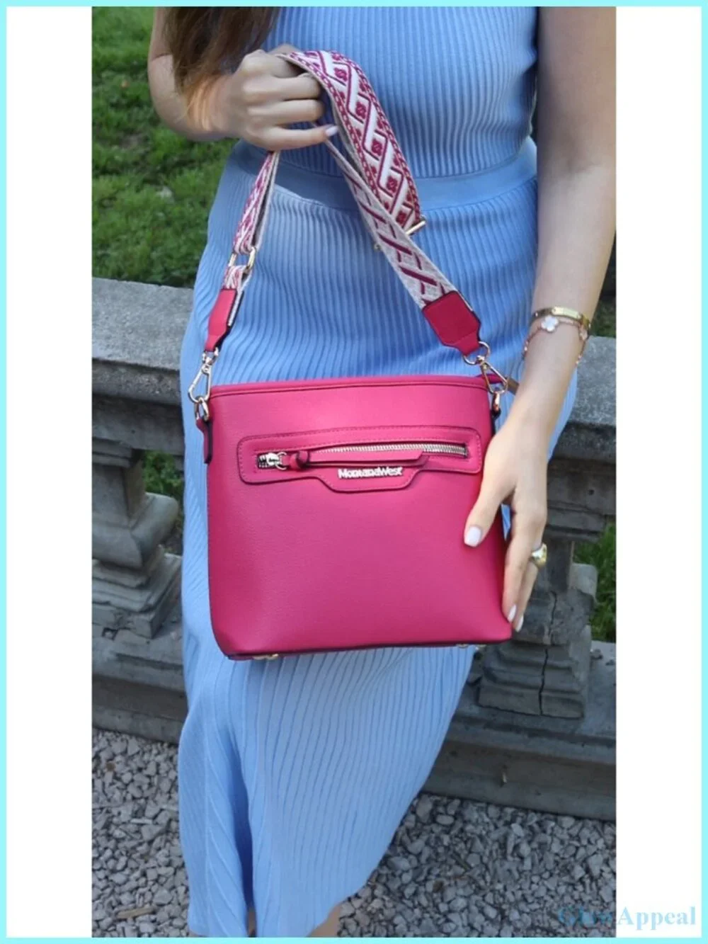 Set of 2 Vegan Leather Tote & Crossbody Bags with Guitar Strap